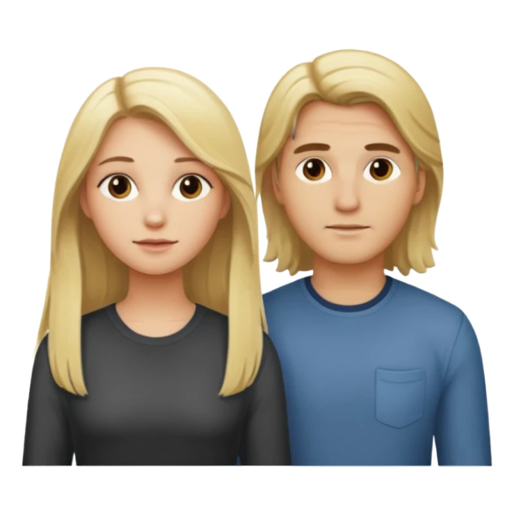 casal com menina loirinha cabelo médio e homem cabelo grande porém sticker