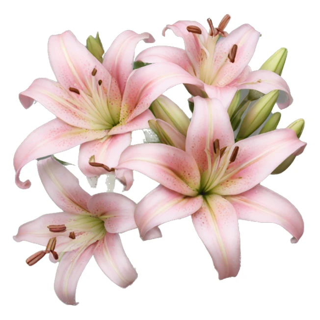 Flower Bouquet of pastel pink lilies realistic sticker