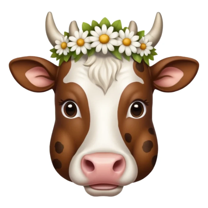 cow portrait with flower crown sticker