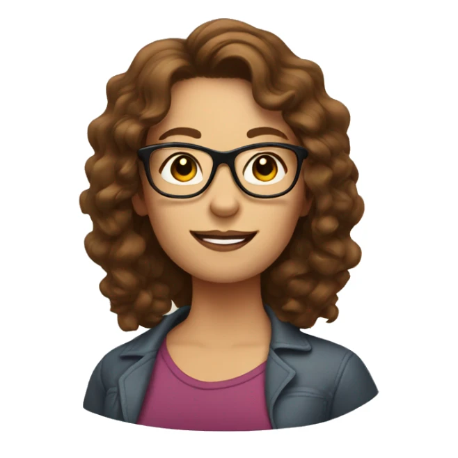Mum with brown wavy hair and glasse sticker