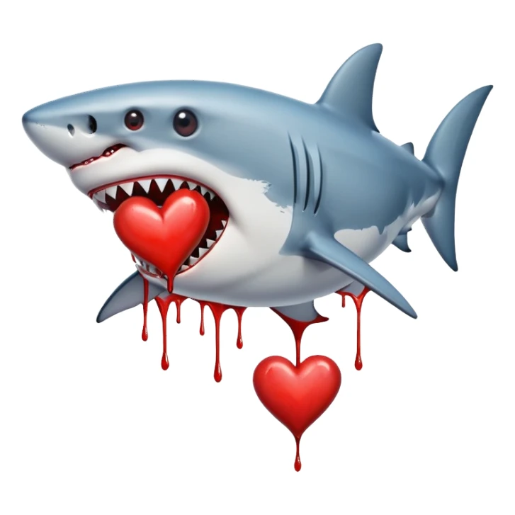 shark holding a heart sticker