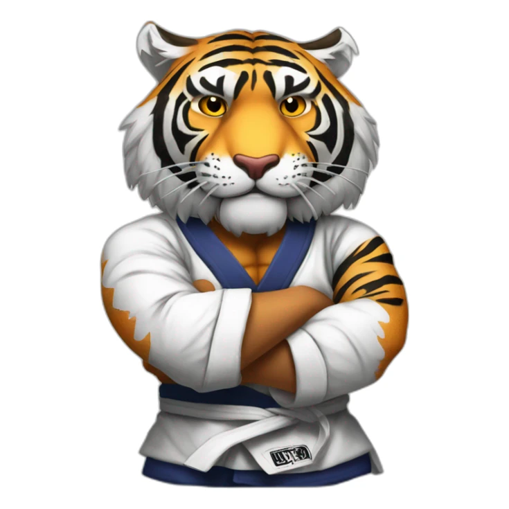 Tiger with evil face   jiu jitsu with his arms crossed sticker