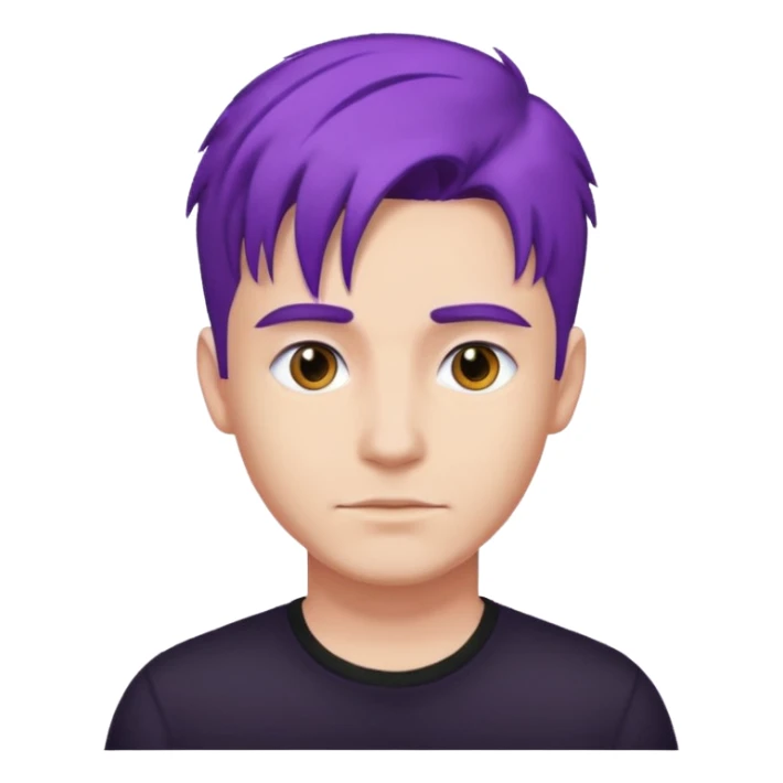 man with purple hair and black shirt sticker