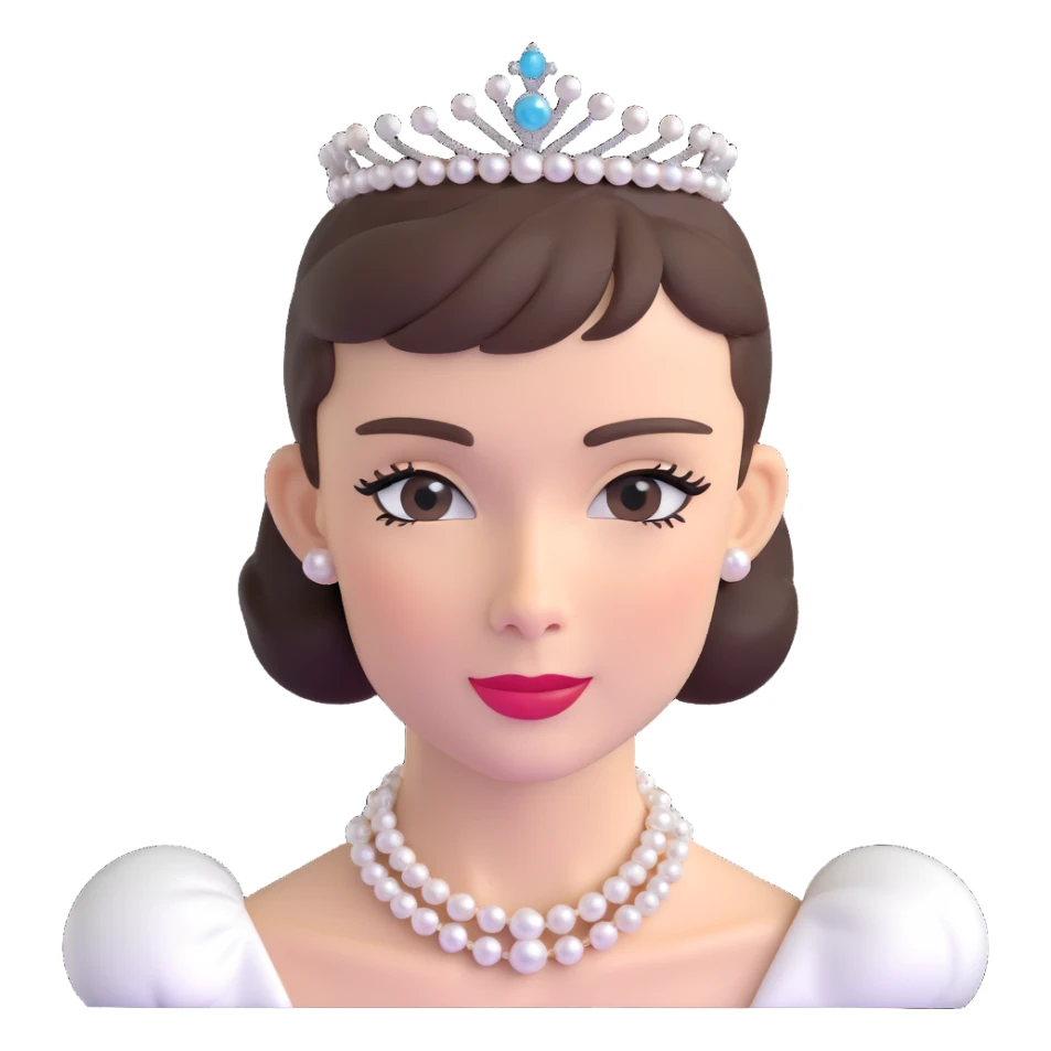 Audrey Hepburn iconic Breakfast at Tiffany's look with tiara and pearls sticker