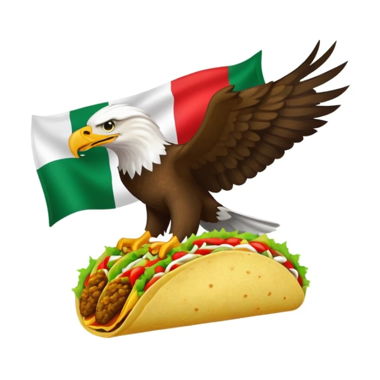 Mexican flag with eagle holding a taco instead of a snake sticker