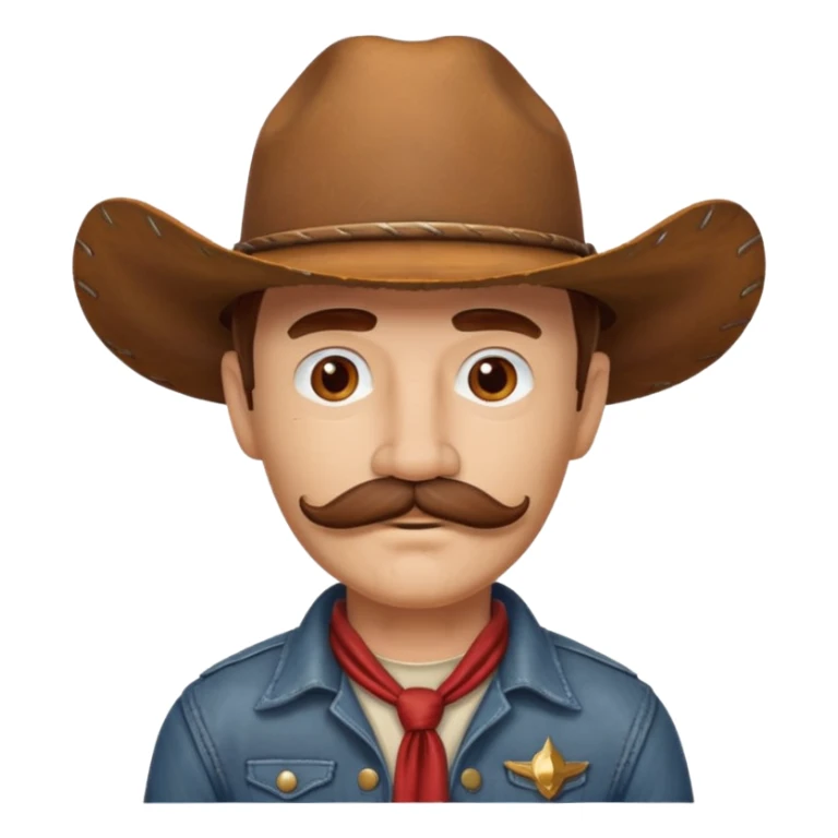 red thick mustache man with a cowboy hat sticker