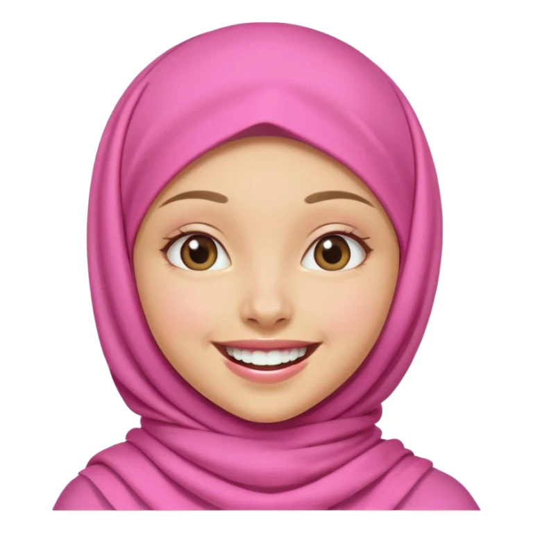 A medium light skin girl with pink hijab smile happily without teeth show sticker