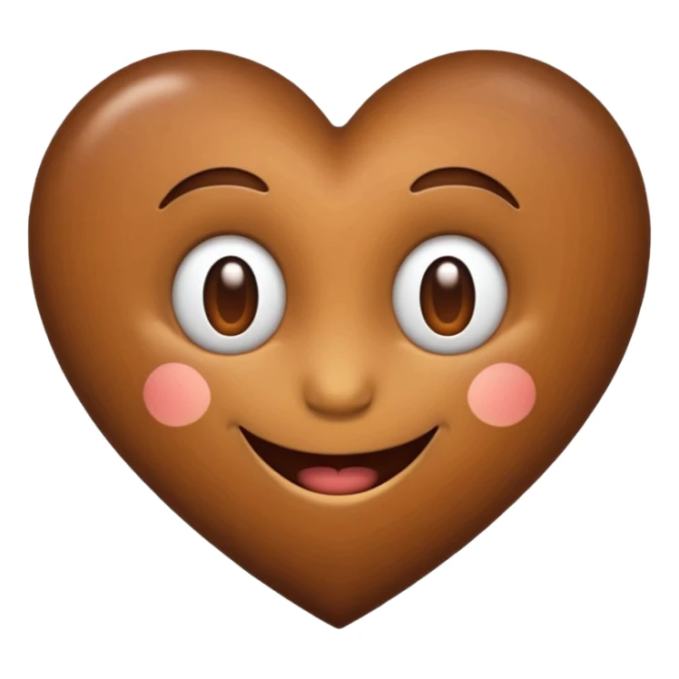 brown love reaction emoji with heart symbol, warm and friendly sticker