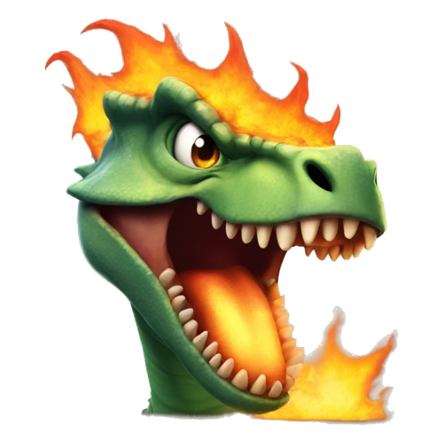 dinosaur is angry in the eyes of fire sticker