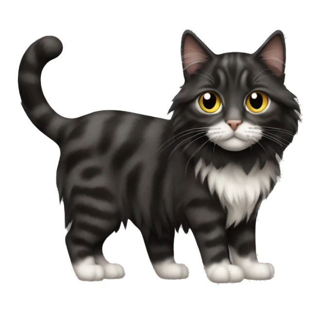 a long haired tabby full body and black cat sticker