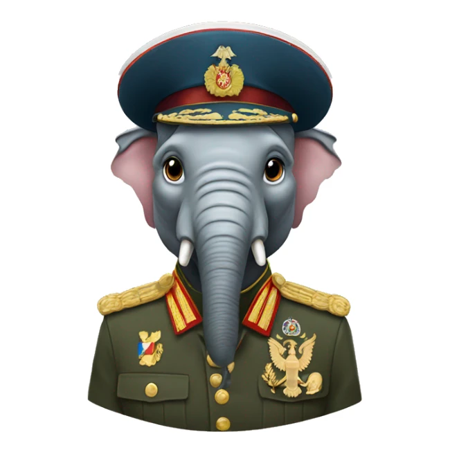 Elephant head in Russian military uniform sticker