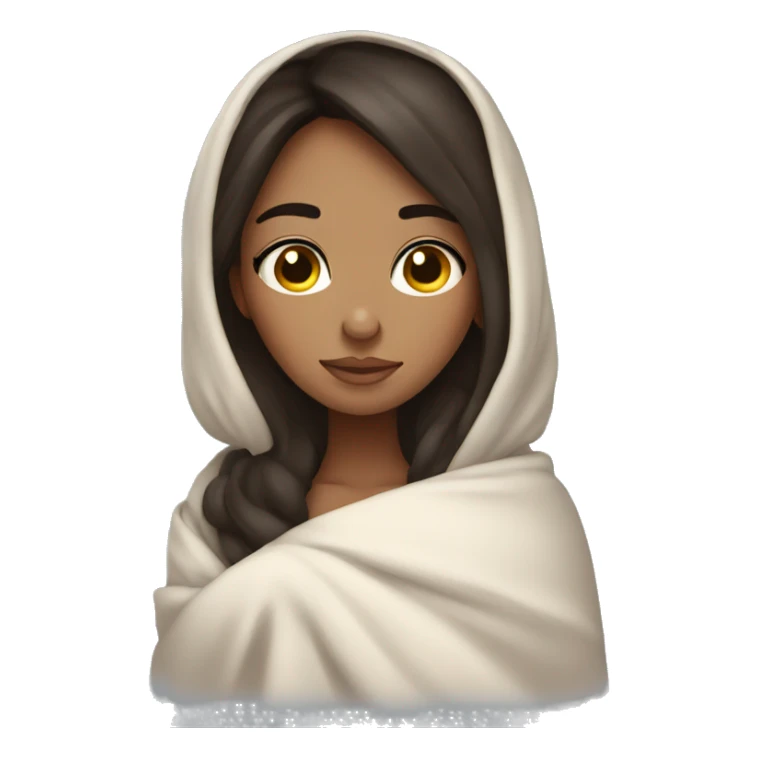 cozy brunette girl wrapped in blanket eyes closed eyelashes sticker