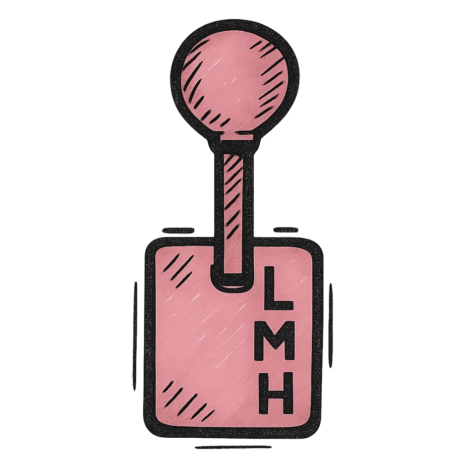 hand-drawn style pink gear stick with 3 settings icon sticker