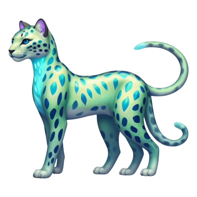 Colorful Iridescent Shiny Pastel Nebulae Glowing Neon Bioluminescent Bright Icy Elemental Pawny Majestic Elegant Thin Long Mature Realistic Liepard-Amaura-Litten-Sprigatito-Pokémon-fusion-creature (full body) sticker