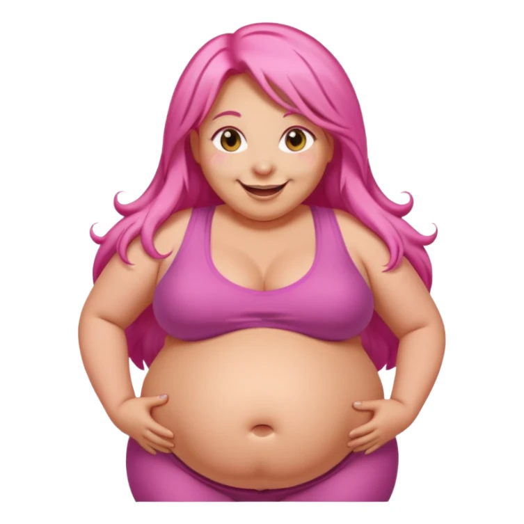  fat tan long pink hair nicki minaj with inflated belly sticker
