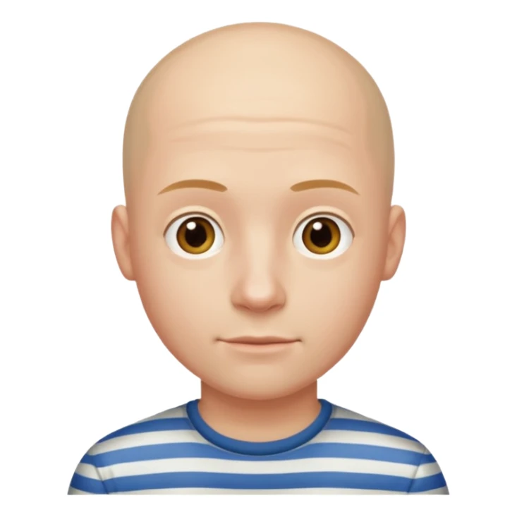 bald young man with striped shirt sticker