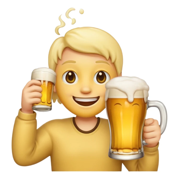 yellow emoji drinking a beer sticker