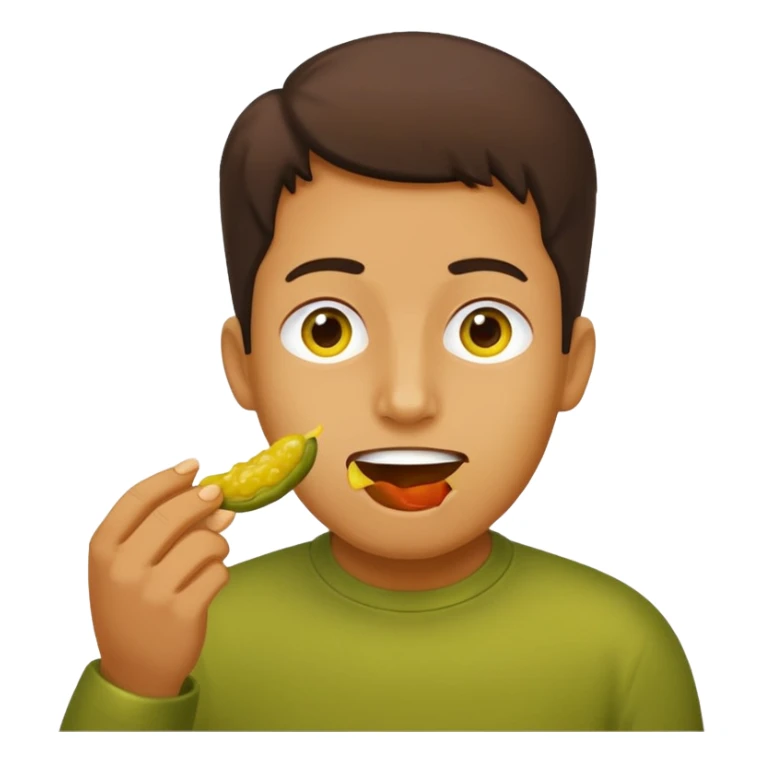 person eating a object that's yellow and shaped like pickle sticker