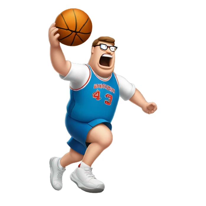 peter griffin mid air shooting a basketball sticker