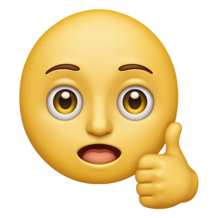 Original yellow Emoji face stressed out with one eye quivering half open and a thumbs up sticking out sticker