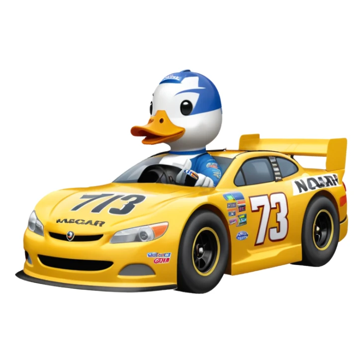 duck driving a nascar number 73 sticker