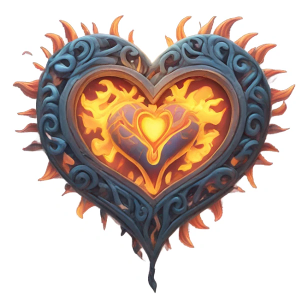 myths style pulsing and flaming heart sticker