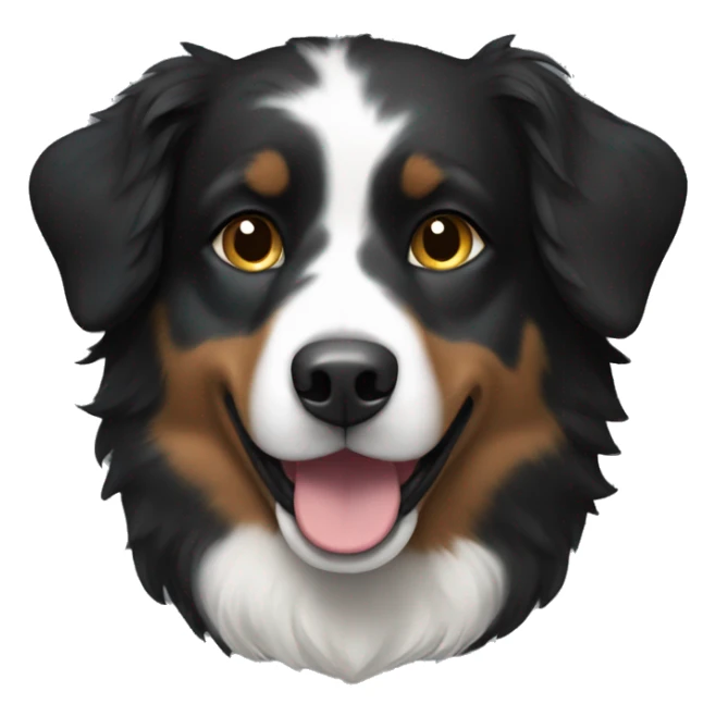 Small black australian shepherd dog with armor sticker