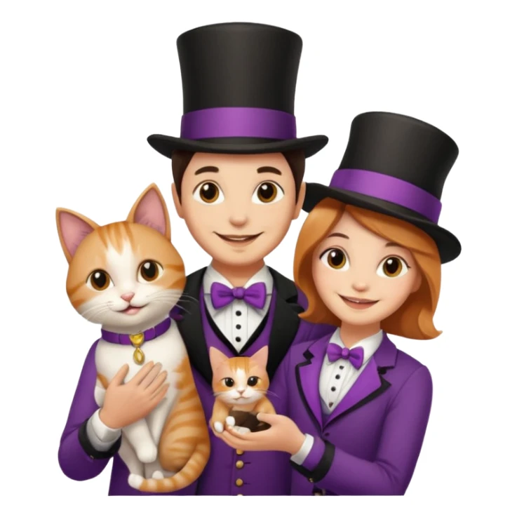 magician couple and their pet cat sticker