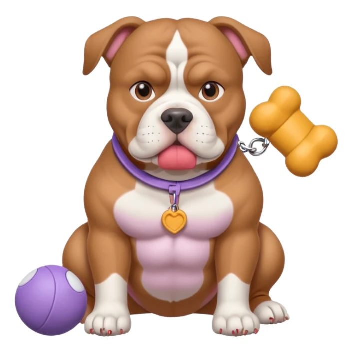 XL tri lilac bully dog with a dog toy  sticker