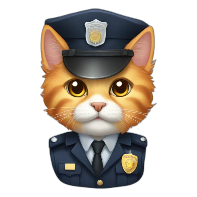 oranh fluffy cat - police officer sticker
