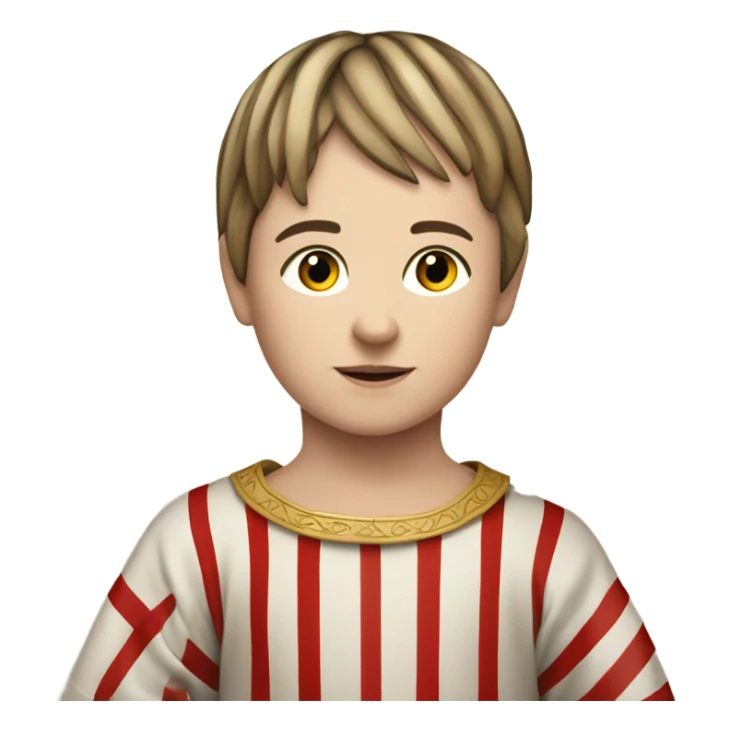 11th century european child with tunic with horizontal white and red stripes sticker
