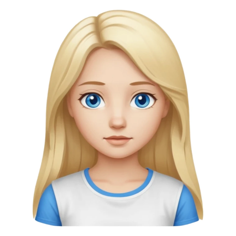 Ragazza capelli biondi lunghi occhi celesti con top sticker