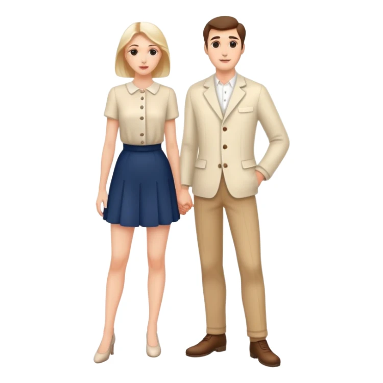 french pair men and woman photorealistic standing on feet sticker