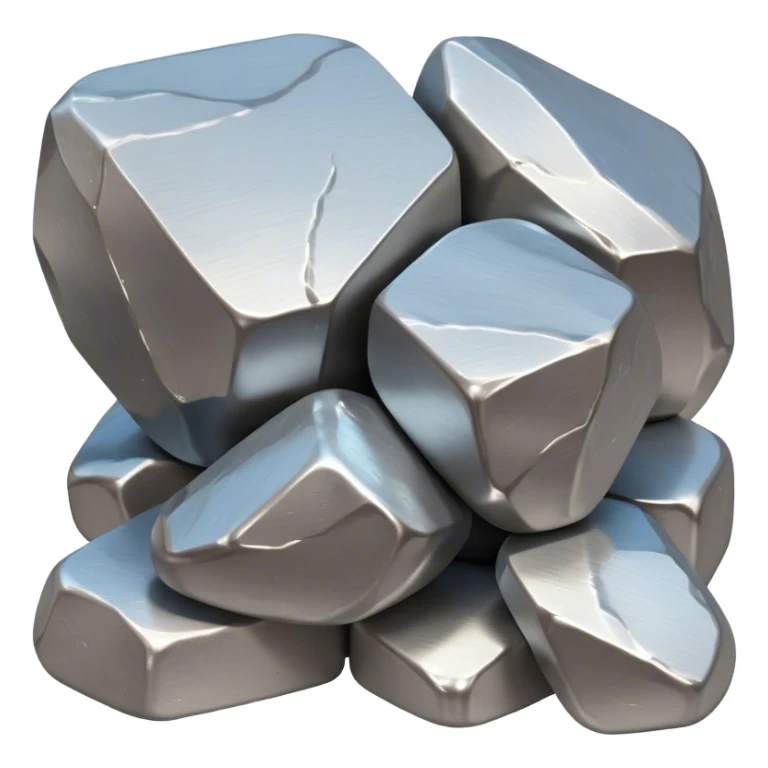 Cinematic Realistic Nickel Ore, Bright and shiny, with a rough, metallic surface reflecting light in soft, gleaming waves. The metal has a subtle luster and is both sturdy and raw in its form. Soft glowing outline, capturing the essence of durability and modern elegance in raw nickel ore. sticker