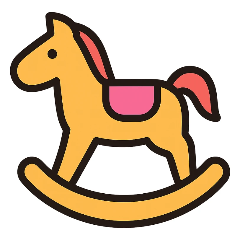rocking horse, color icon style, simple and clear, suitable for app icon sticker