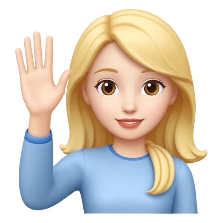 generate realistic detailed girl waving hi 3d style  sticker