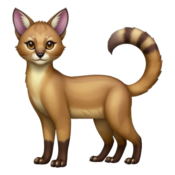iridescent glorious divine exotic cute cool beautiful shiny beautiful fantasy-caracal-civet-genet-sergal-vernid-Cacomistle-oncilla-animal-Fakémon-hybrid-fursona (full body) sticker