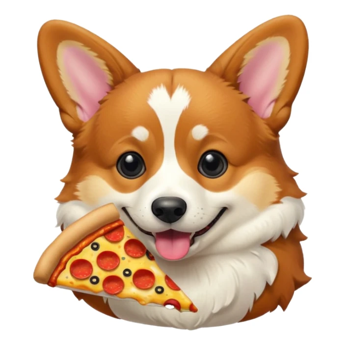 black tri-color corgi eating pizza sticker