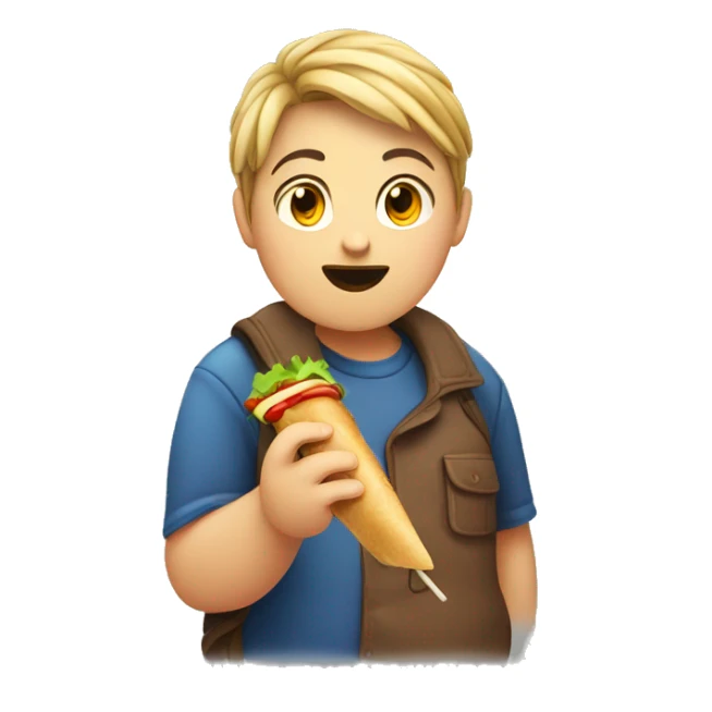 Fat teenager eating a kebab sticker