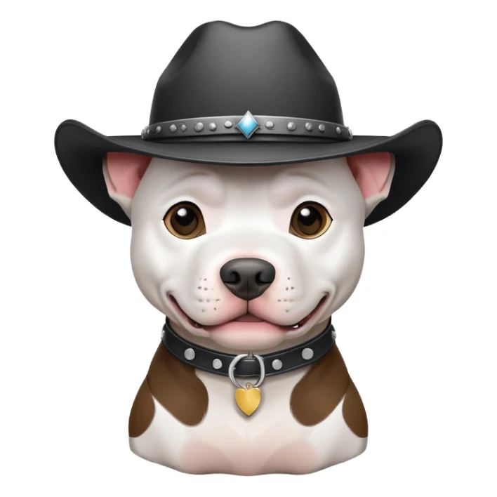 Black and white pitbull wearing cowboy hat  sticker