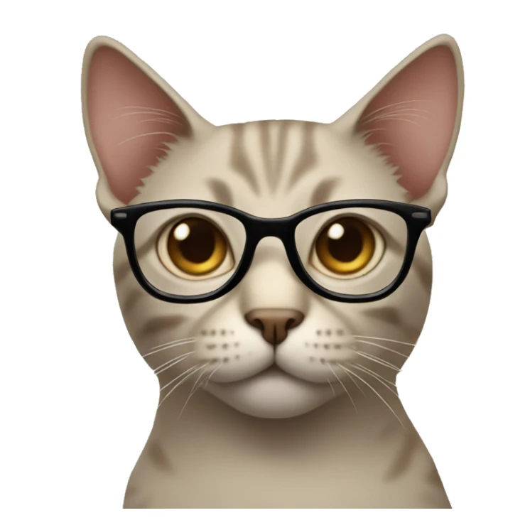 Cat with glasses and big brown eyes sticker