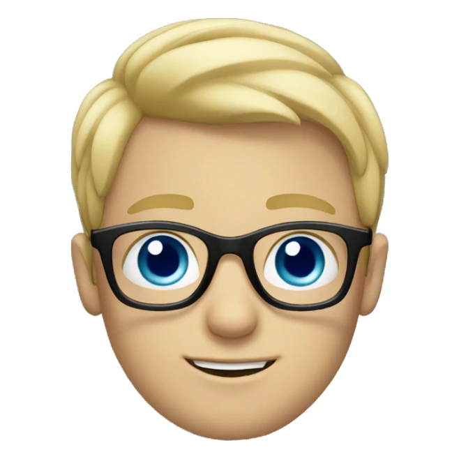 Boy with blue eyes, blond hair and glasses sticker