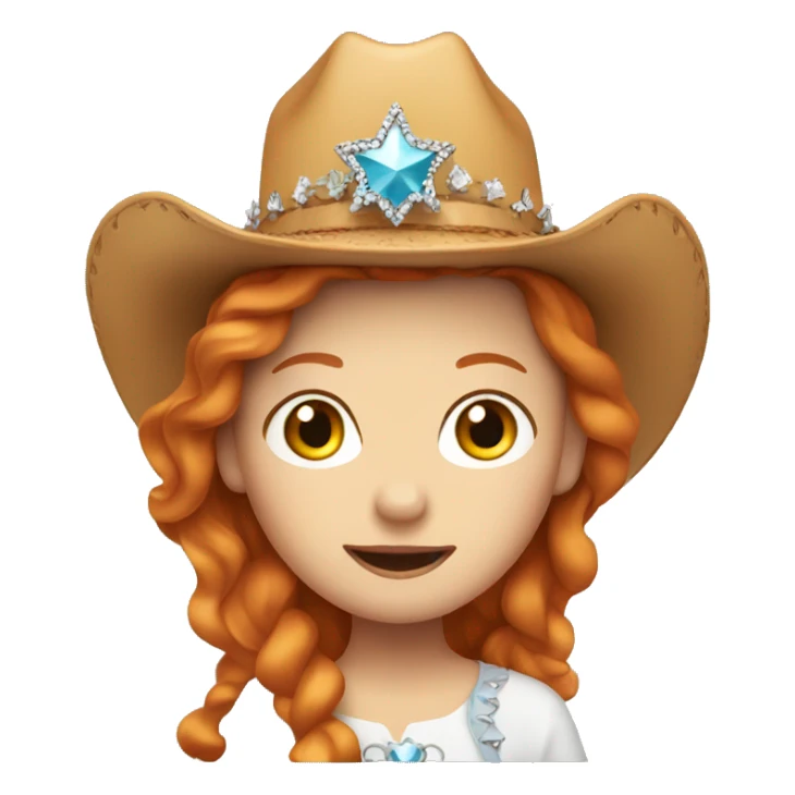 Ginger girl with cowboy hat and tiara sticker