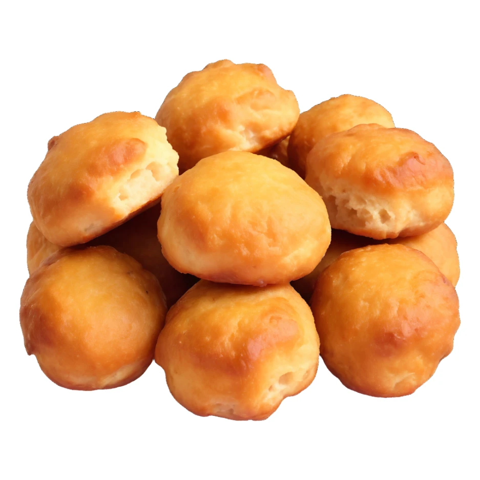 a single Dutch oliebollen, golden brown, minimal, isolated sticker