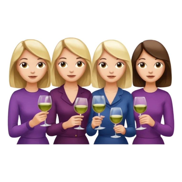 4 gals reading books with wine glasses. Two gals have bobs, two have long hair. There is a blonde and brunette hair colored gal for each haircut.  sticker