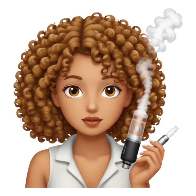 a curly head tanned skin girl vaping sticker