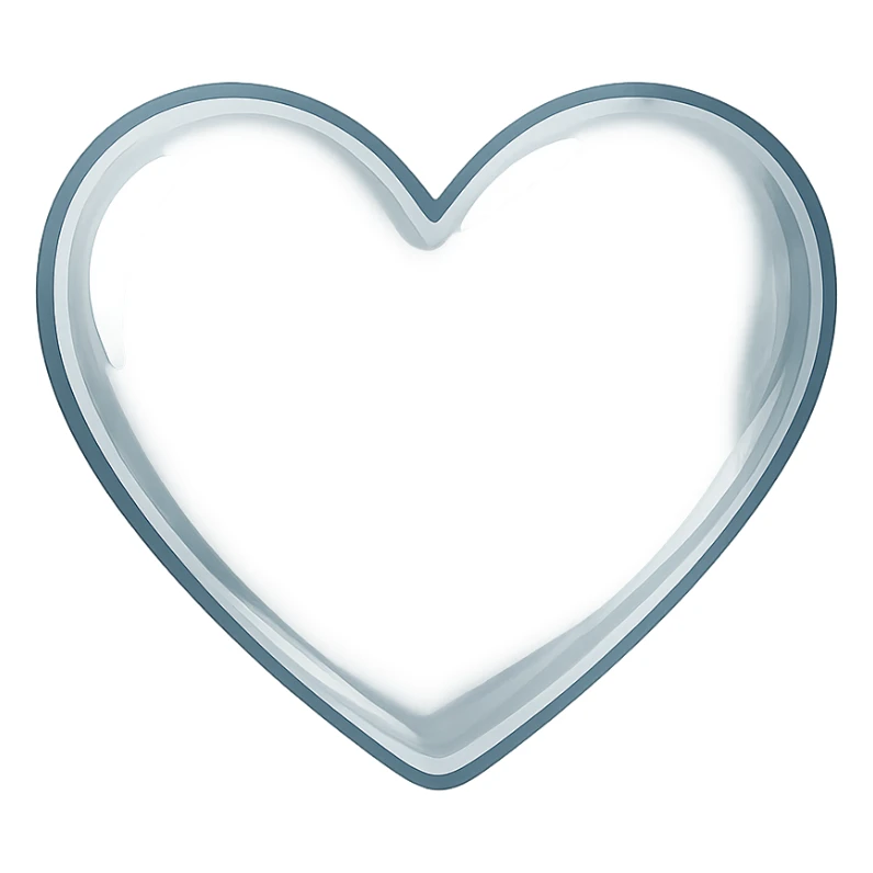 heart with a glassy transparent look, clean digital illustration sticker