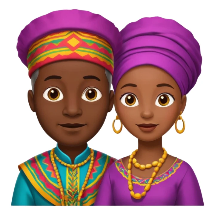African parents, lively expressions, cultural details, playful toon style sticker