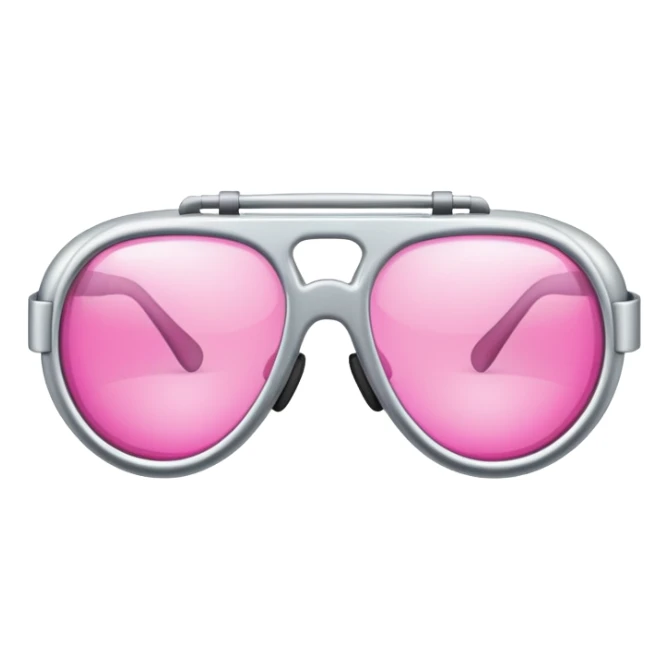 pink lens safety glasses with reflective silver frame, industrial protection sticker