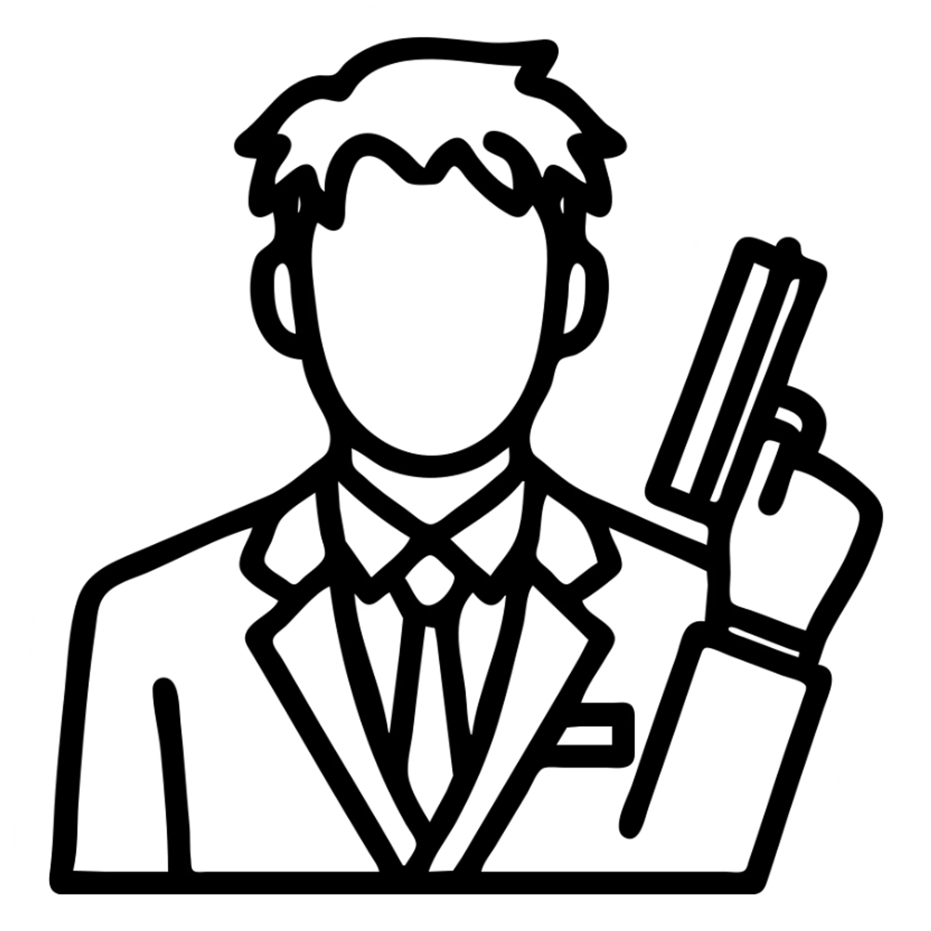 Spy x Family icon, Loid Forger in suit with subtle spy motif, flat outlined icon style, simple and modern sticker